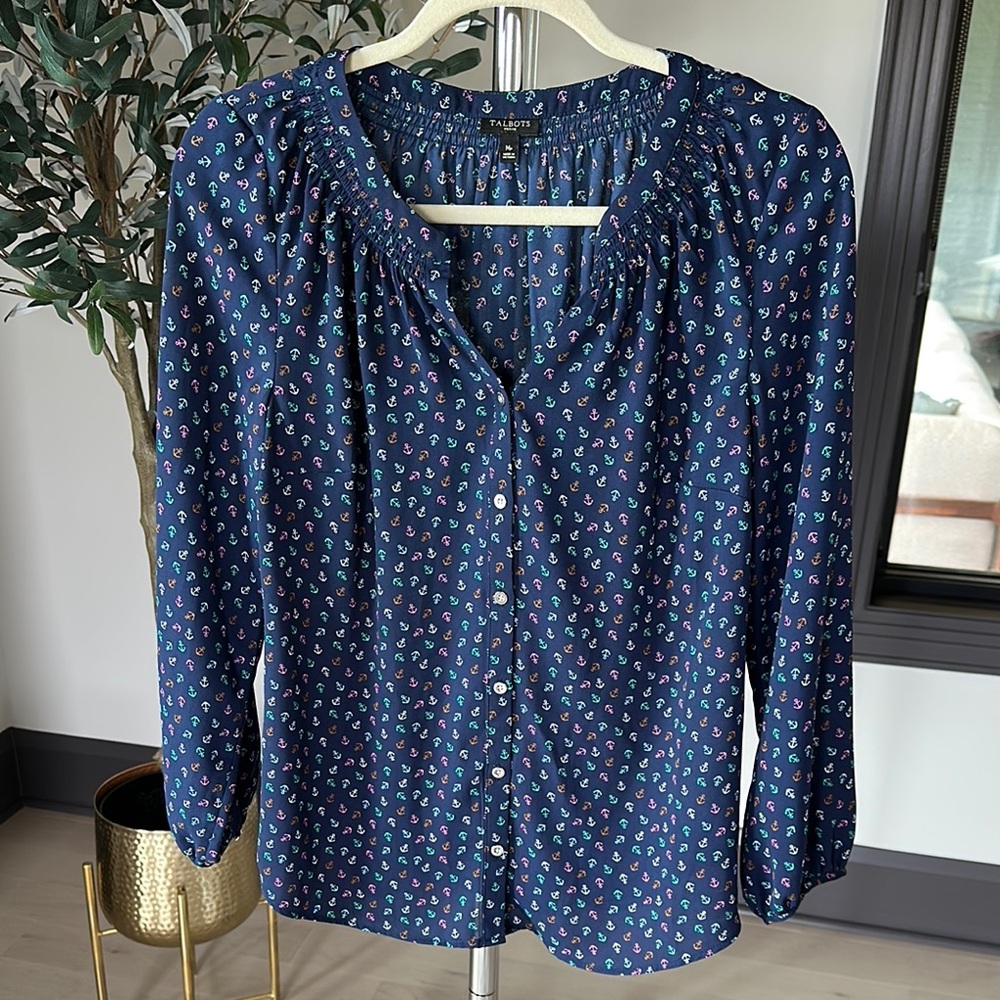 Women's Blue Patterned Top